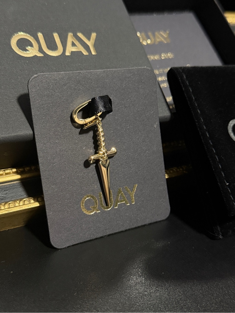 NIB Quay Australia Gold Dagger Keychain Charm